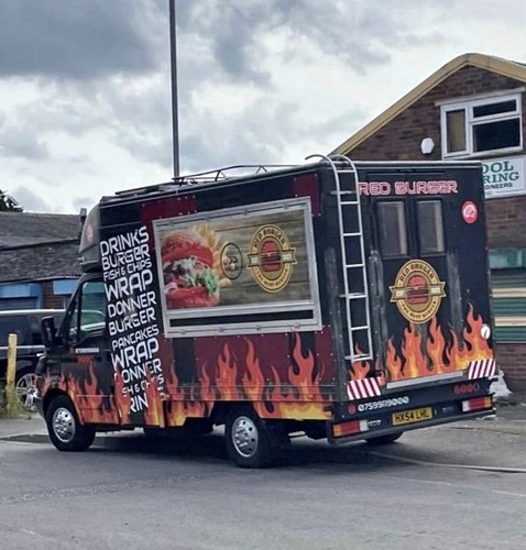 Burger van food truck window - burger,