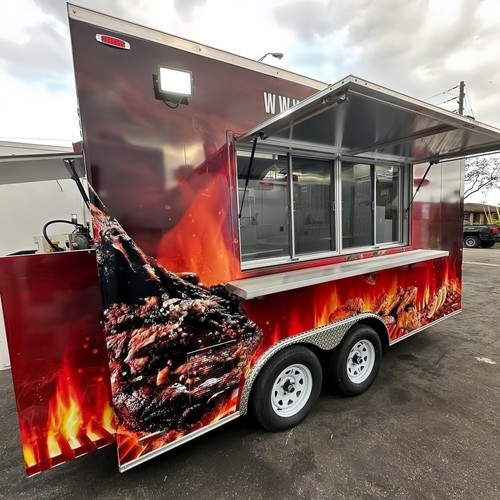 Bbq food trailer steak - bbq,